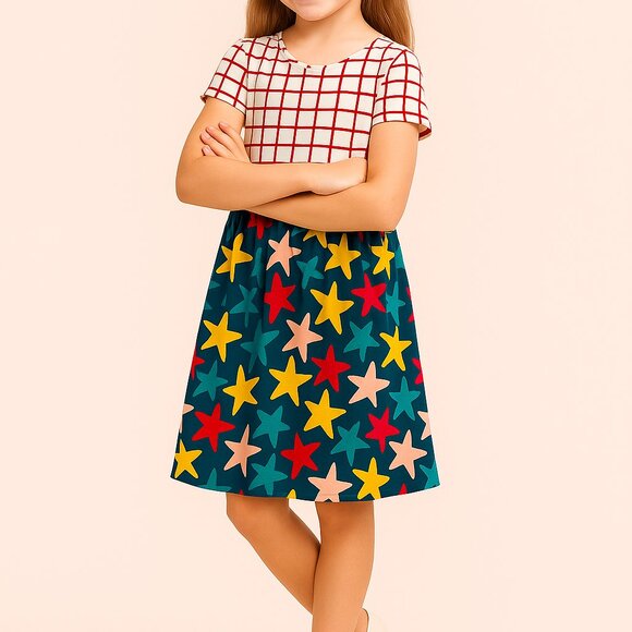 Colorful Hooded Star Dress - Picture 1 of 3